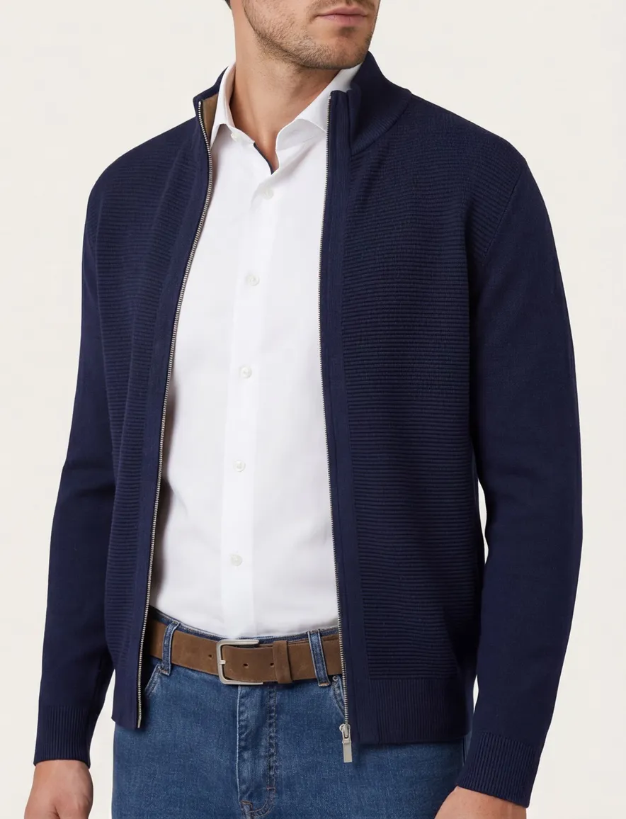 Scotland Blue navy effen vest katoen normale fit