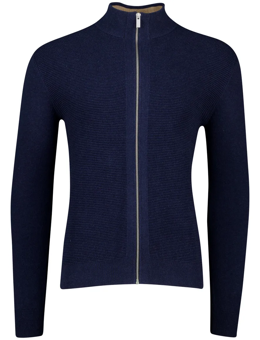Scotland Blue navy effen vest katoen normale fit