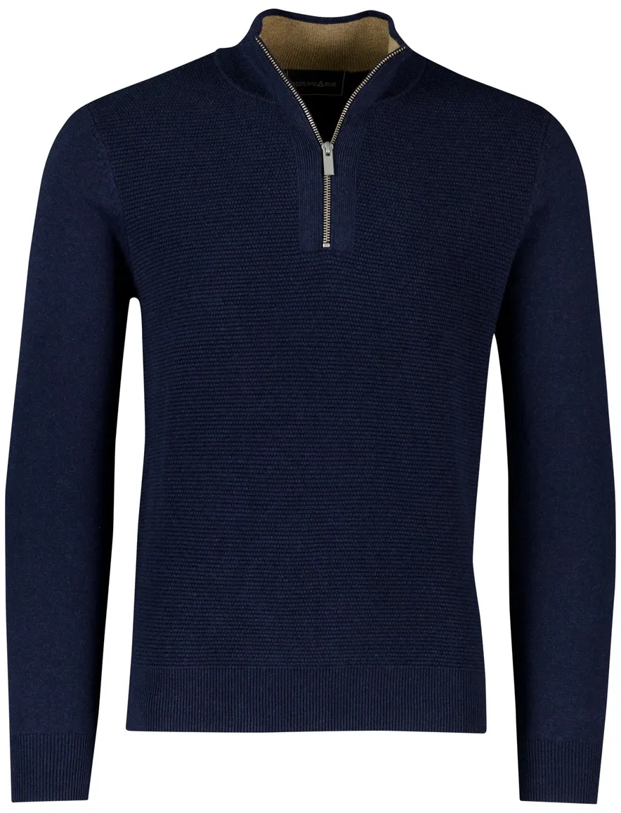 Scotland Blue effen donkerblauw normale fit katoen