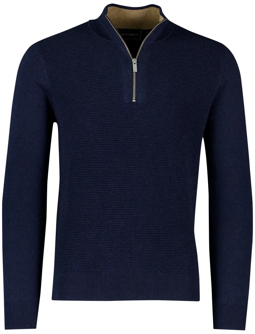 Scotland Blue half zip trui navy