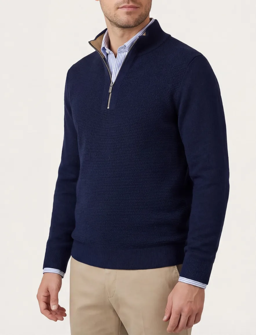 Scotland Blue effen donkerblauw normale fit katoen