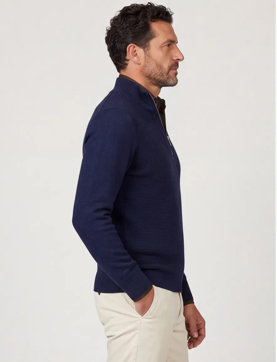 Scotland Blue effen donkerblauw normale fit katoen