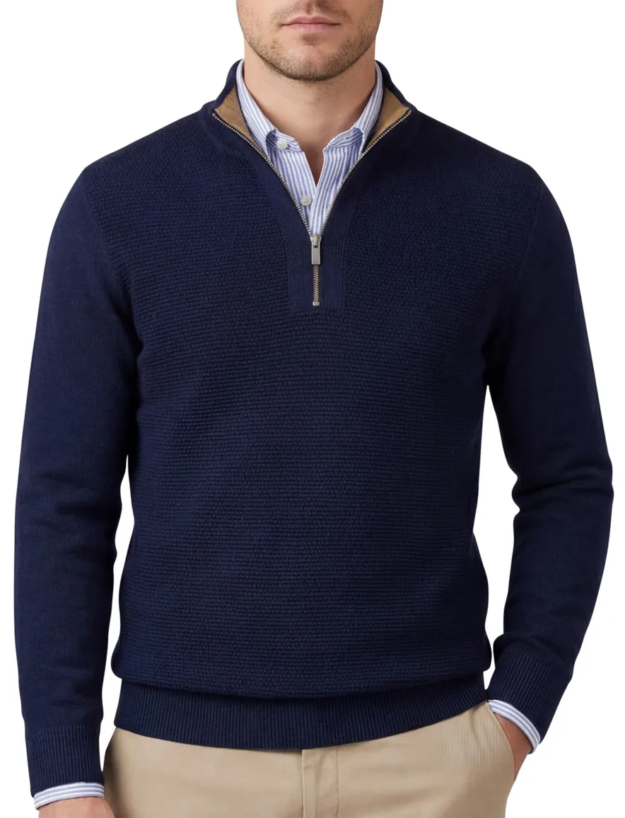 Scotland Blue half zip trui navy