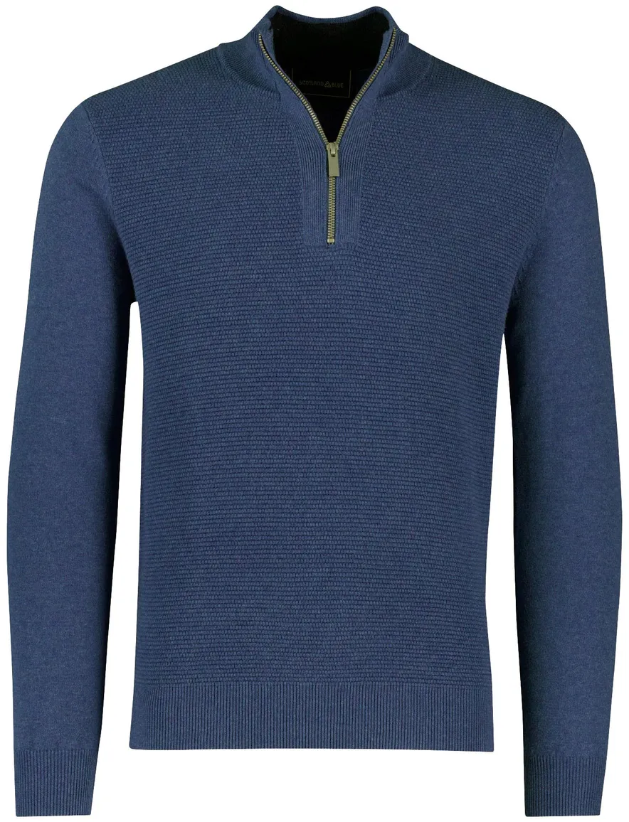 Scotland Blue normale fit trui effen blauw katoen