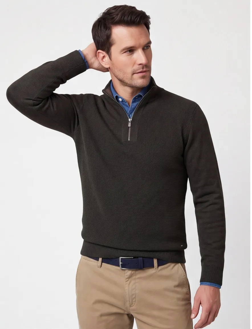 Scotland Blue Half Zip trui donkergroen rits