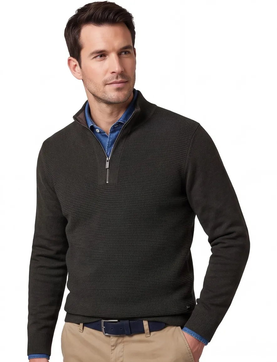 Scotland Blue Half Zip trui donkergroen rits