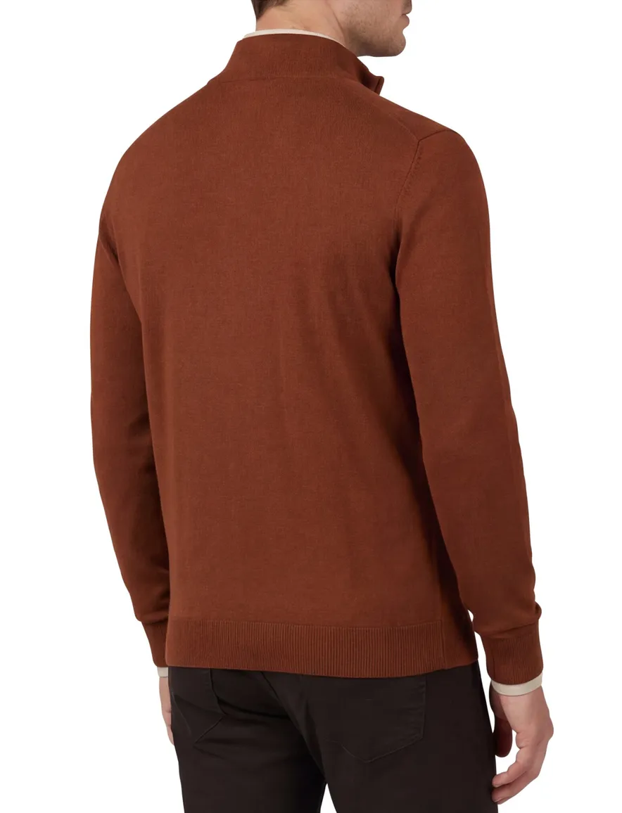Scotland Blue hince half zip trui bruin