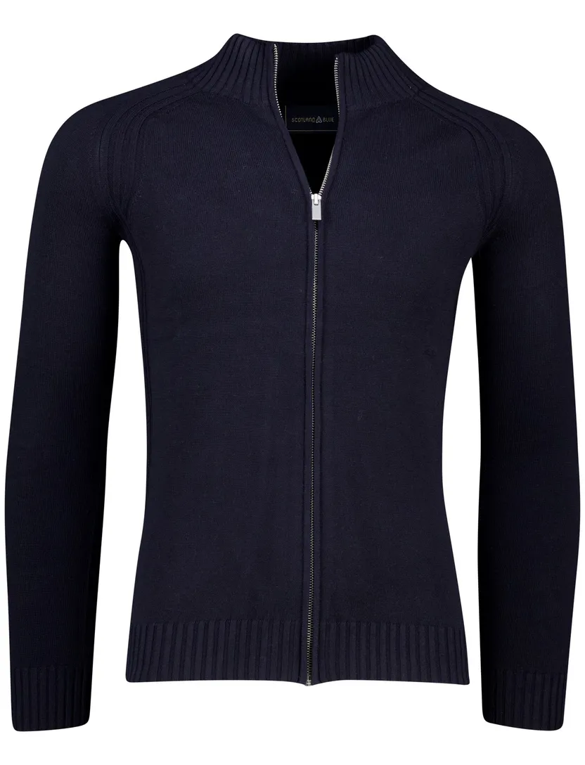 Scotland Blue effen navy vest normale fit