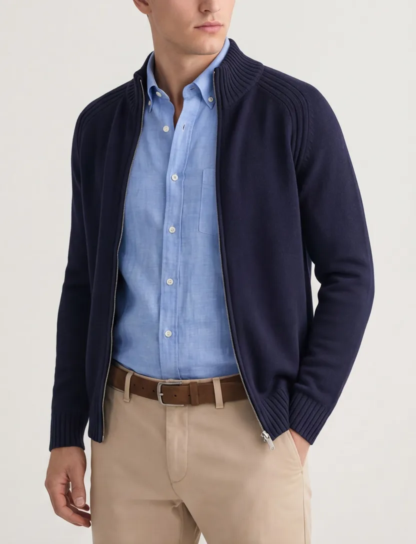 Scotland Blue effen navy vest normale fit