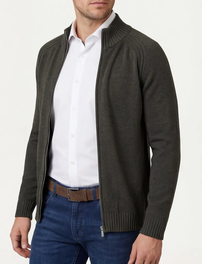 Scotland Blue groen vest effen normale fit