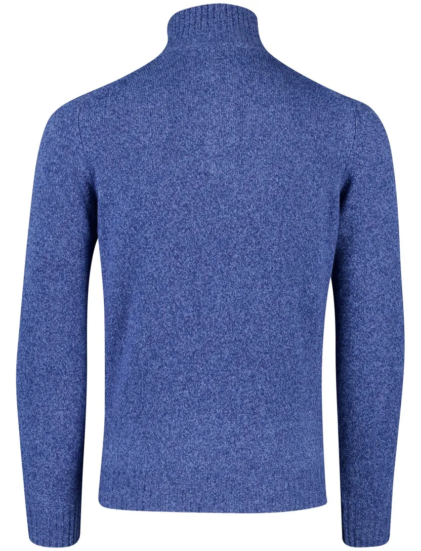 Scotland Blue trui effen halfzip blauw gemeleerd