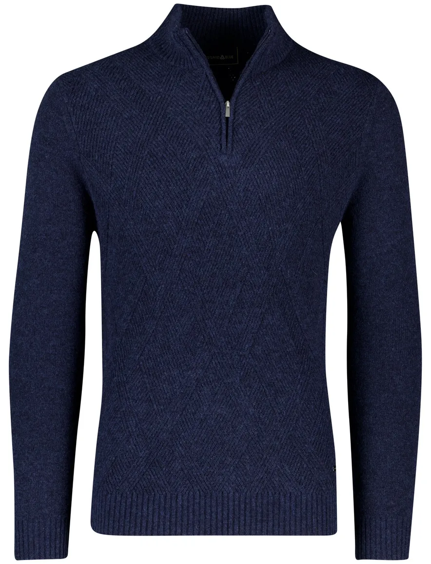 Scotland Blue trui navy effen normale fit