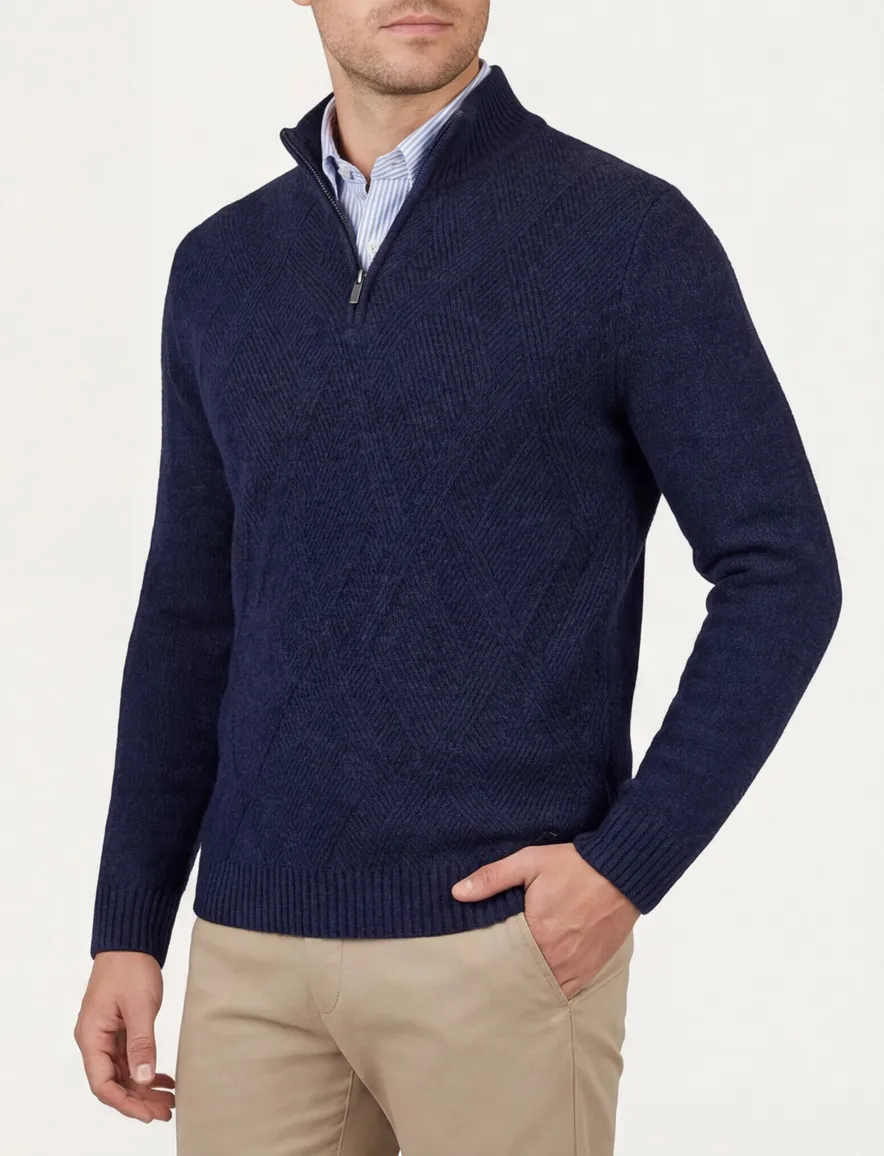 Scotland Blue trui navy effen normale fit