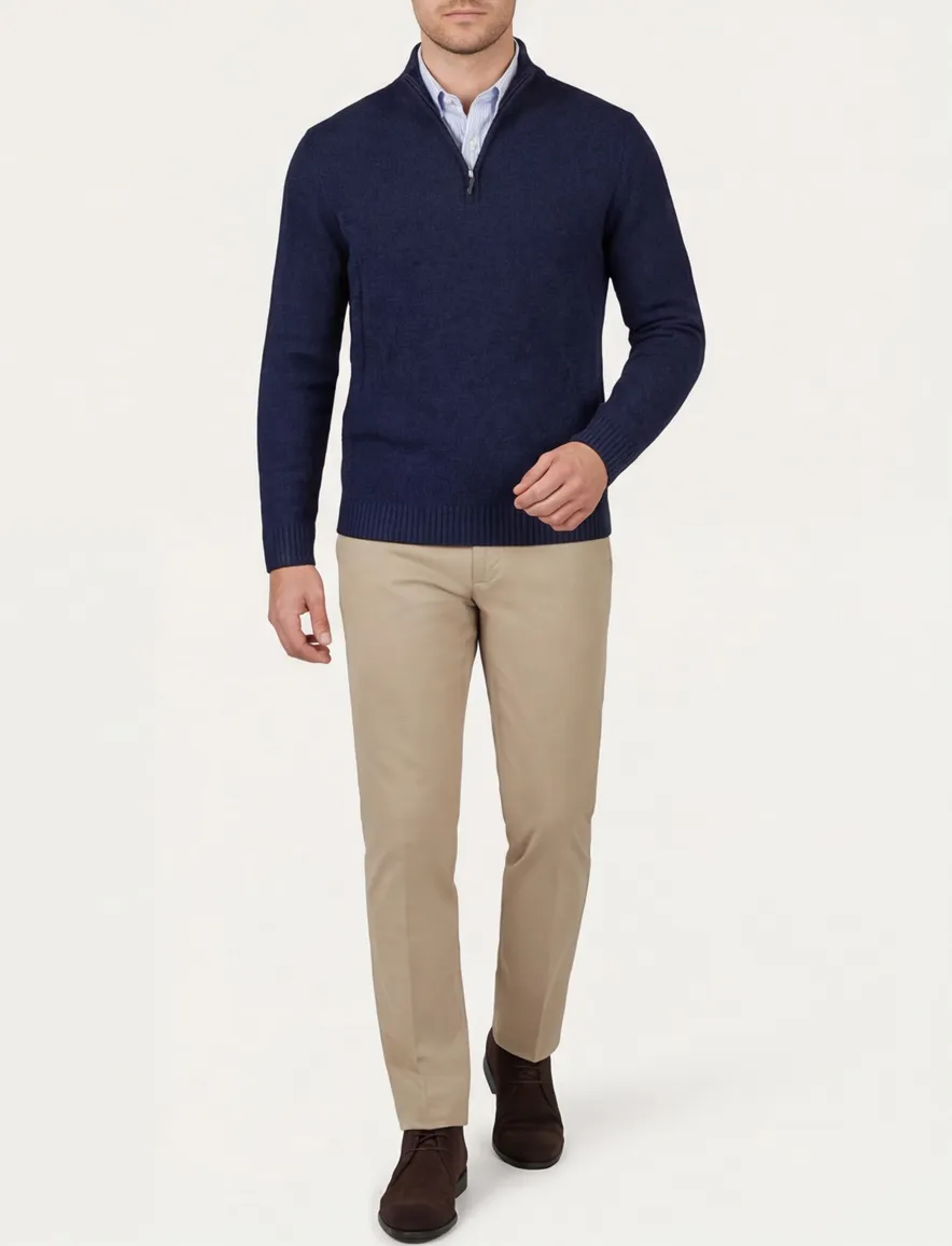 Scotland Blue trui navy effen normale fit