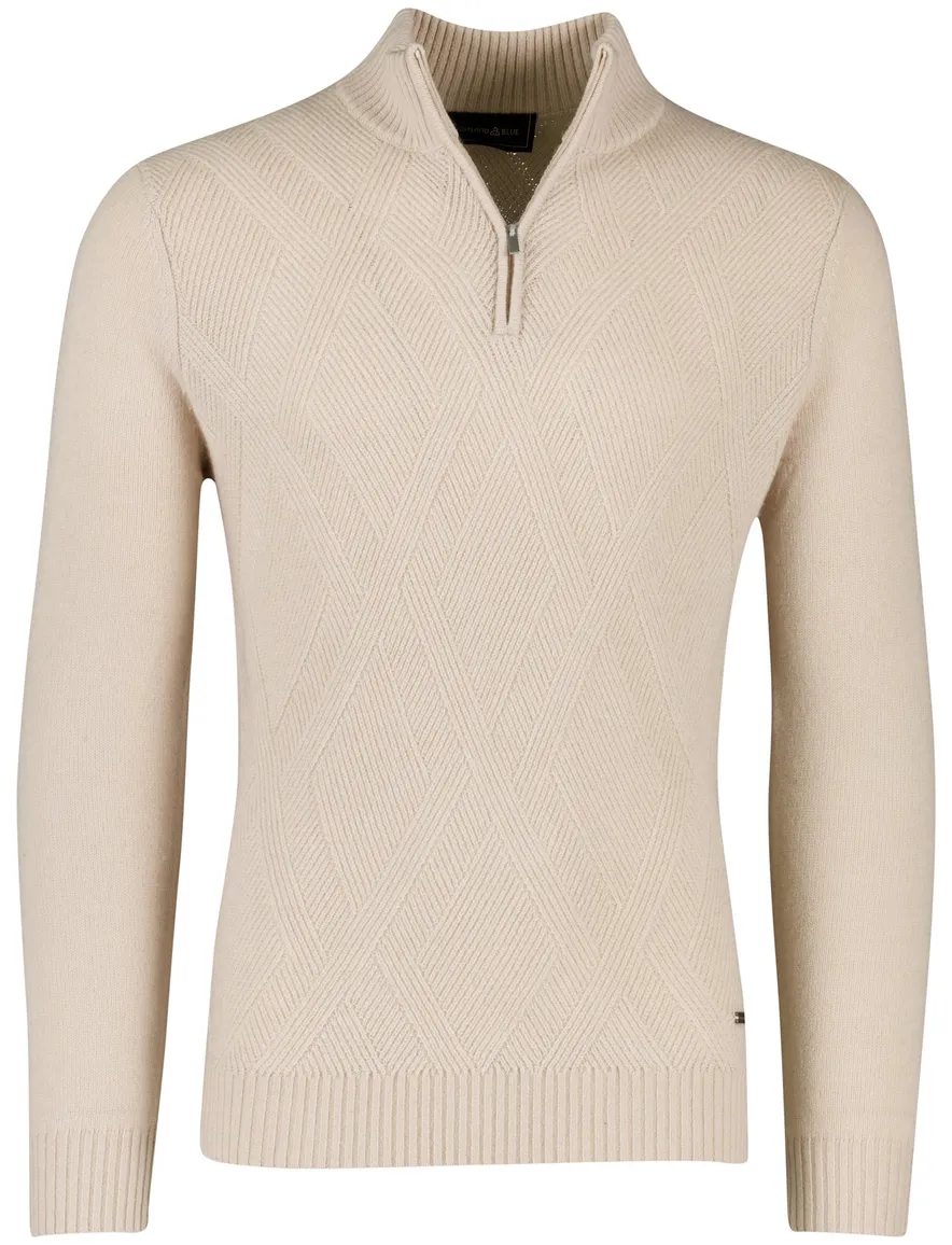 Scotland Blue pullover effen beige normale fit