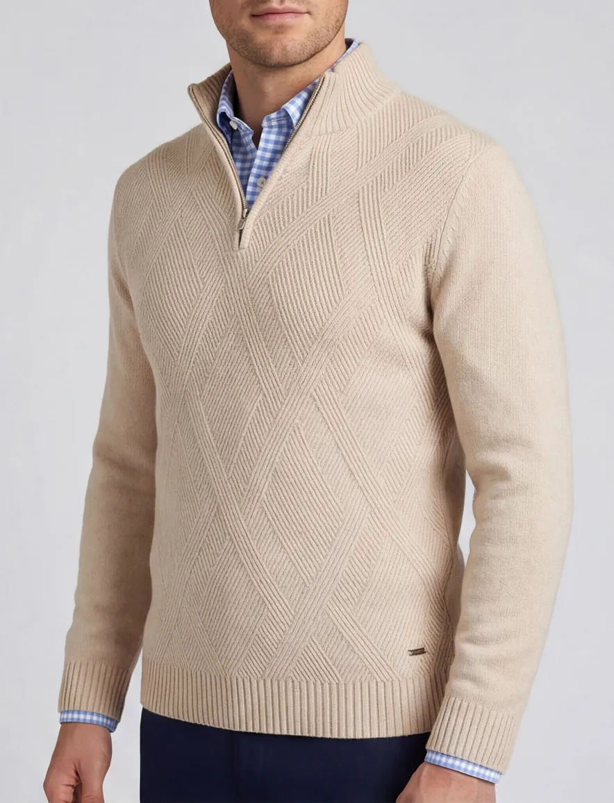 Scotland Blue pullover effen beige normale fit