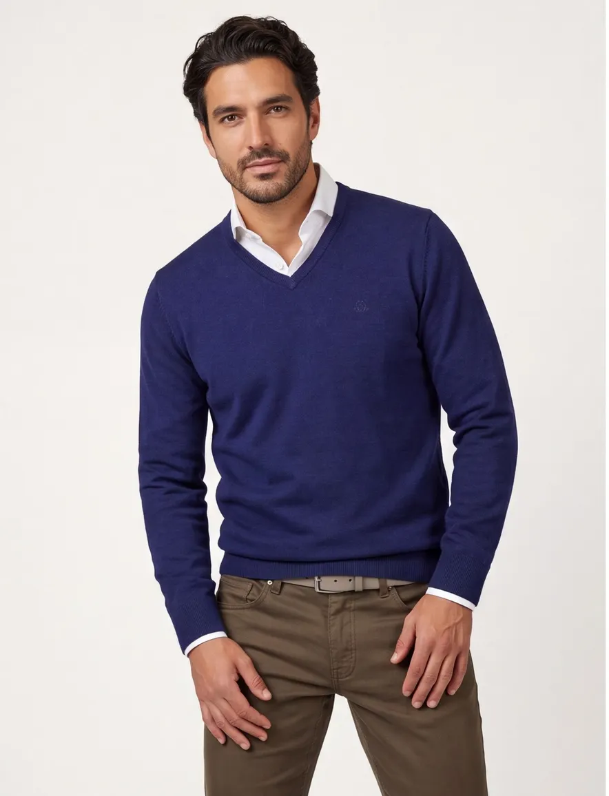 Scotland Blue trui donkerblauw katoen
