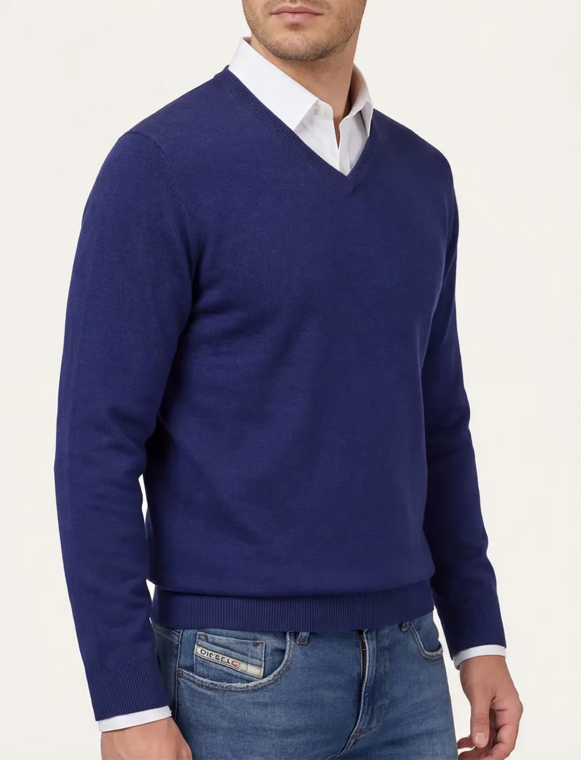 trui Scotland Blue donkerblauw katoen