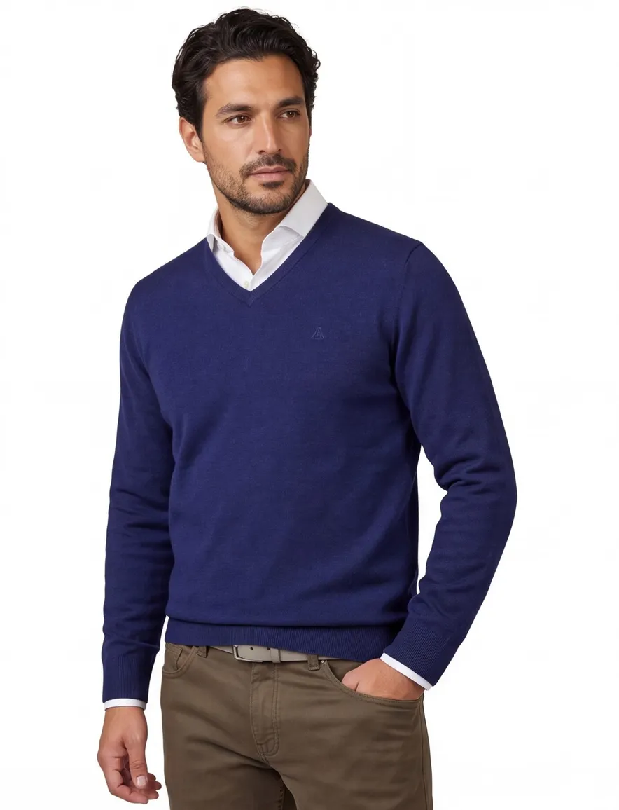 Scotland Blue trui donkerblauw katoen