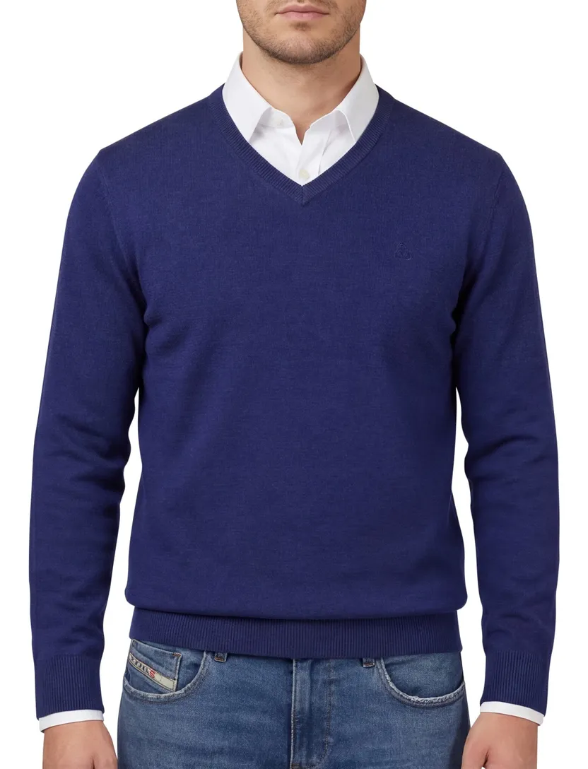 trui Scotland Blue donkerblauw katoen