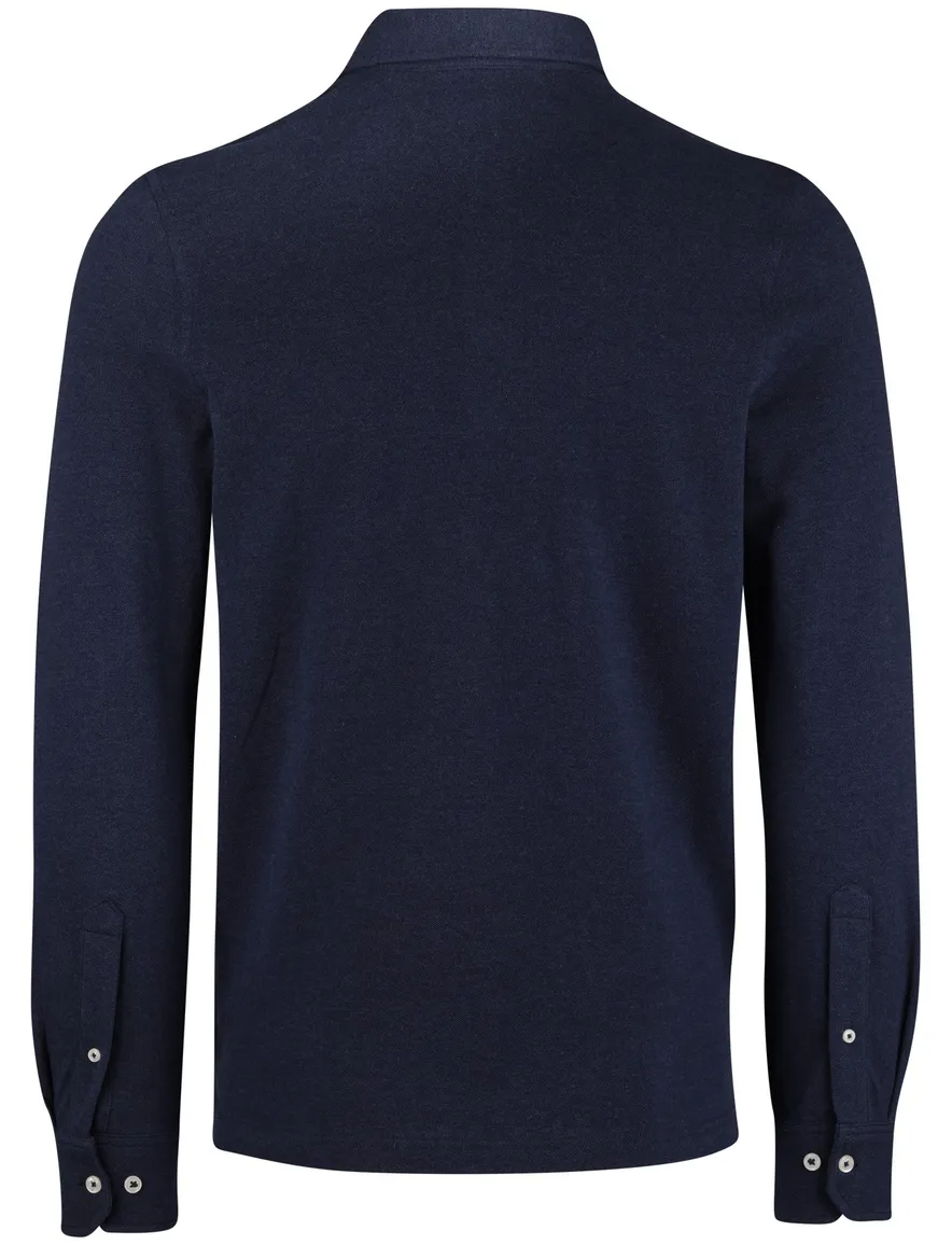 Scotland Blue Polo lange mouw donkerblauw borstzak