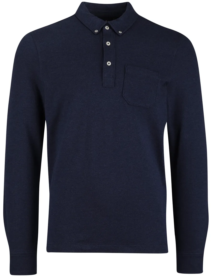 Scotland Blue Polo lange mouw donkerblauw borstzak