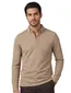 Scotland Blue polo lange mouw pique camel