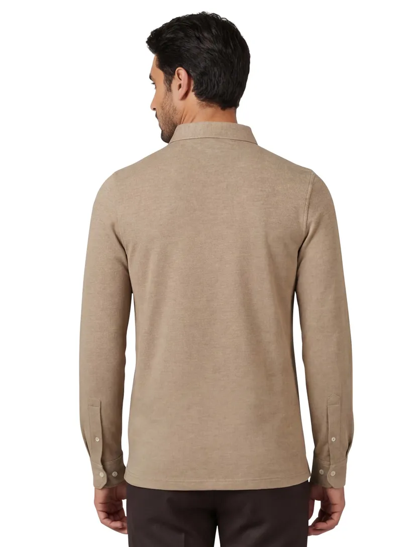 Scotland Blue normale fit poloshirt camel effen pique
