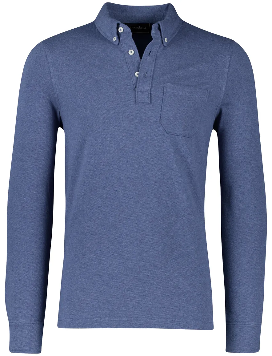 Scotland Blue effen blauwe poloshirt normale fit