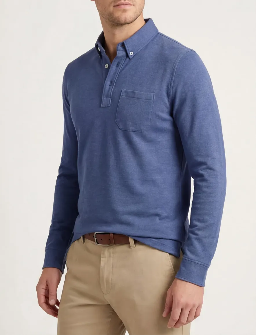Scotland Blue effen blauwe poloshirt normale fit