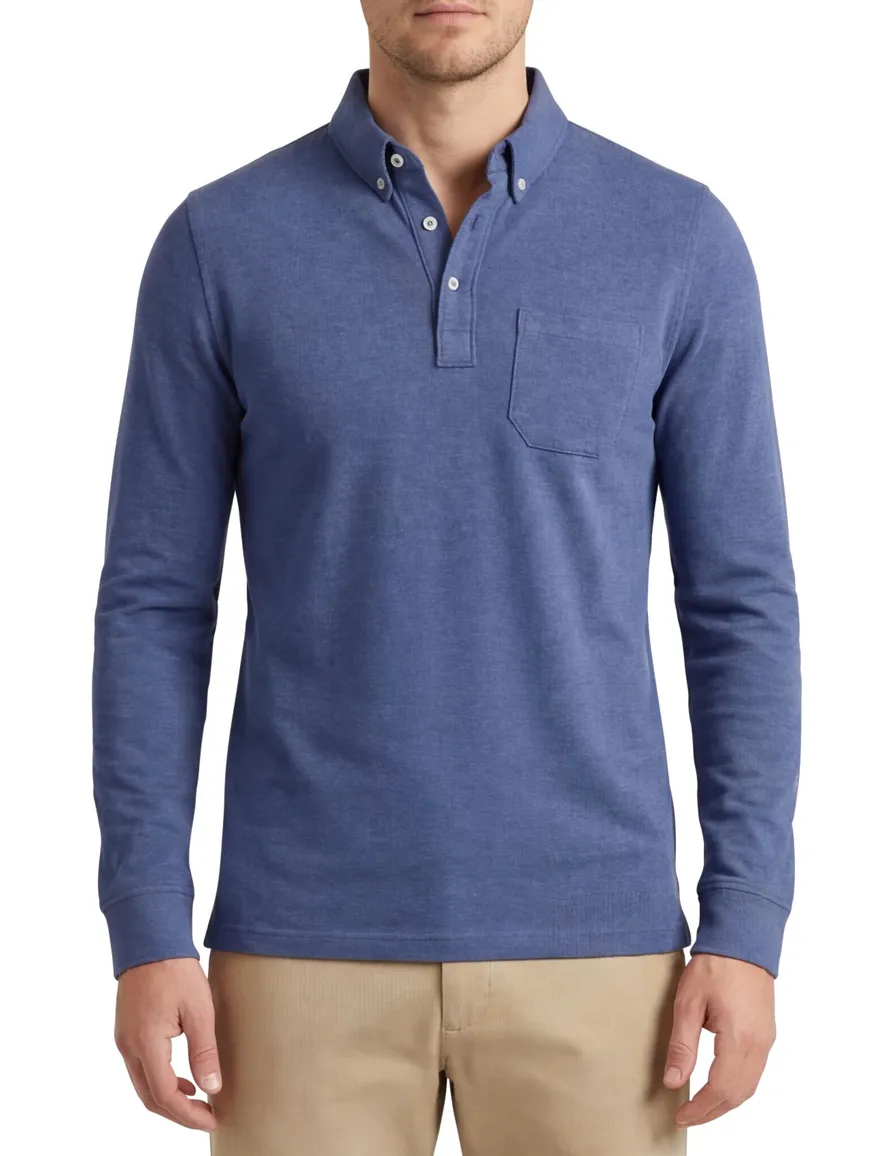 Scotland Blue effen blauwe poloshirt normale fit