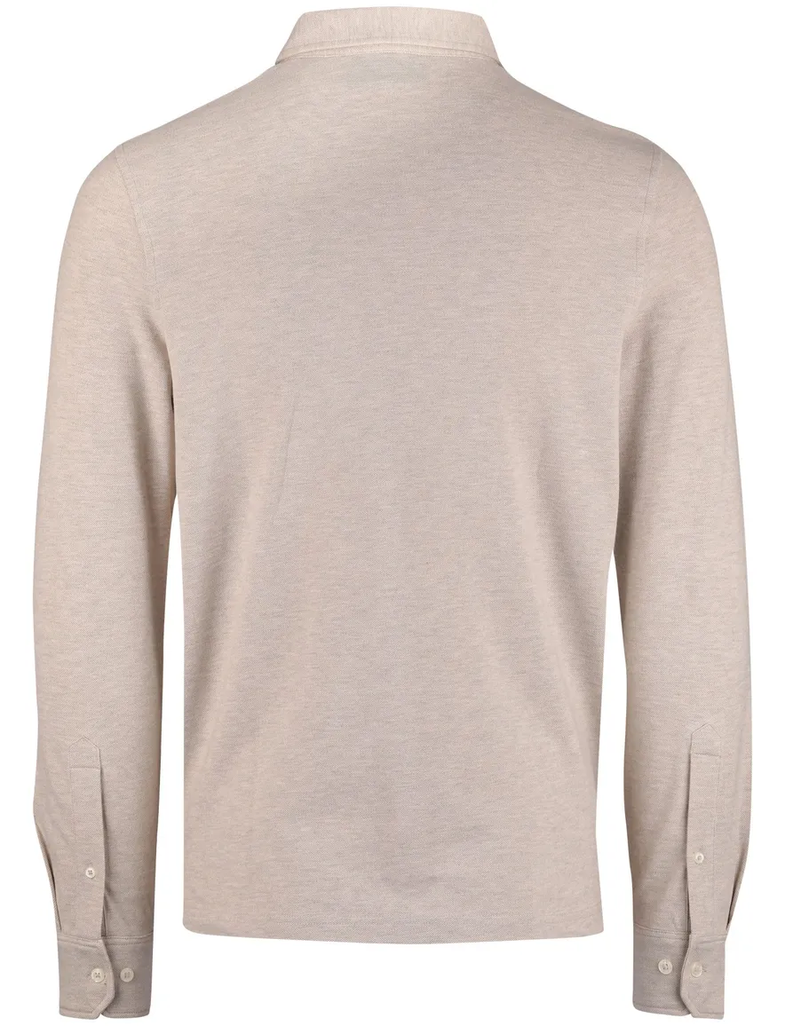 Scotland Blue Polo lange mouw beige borstzak