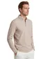 Scotland Blue Polo lange mouw beige borstzak katoen