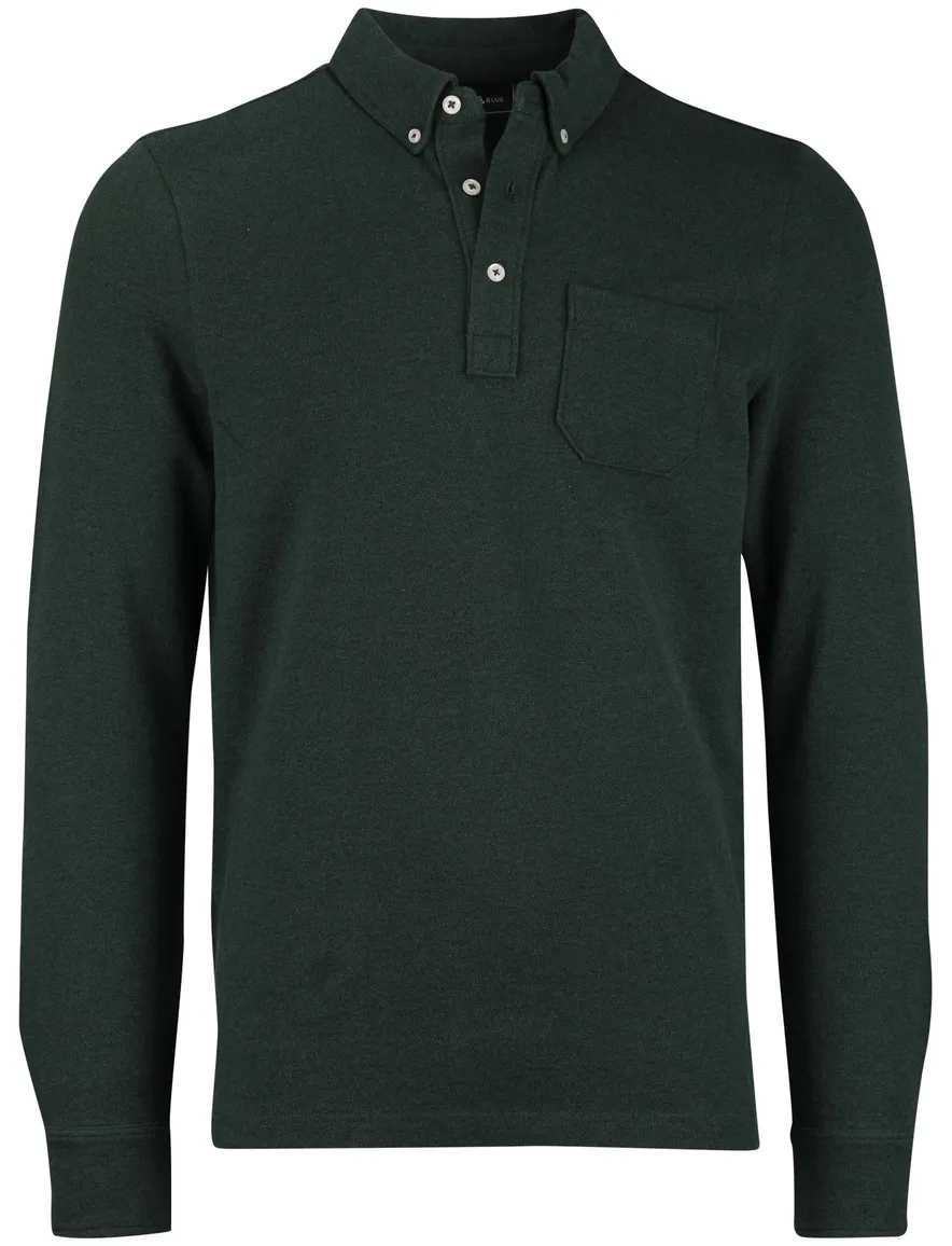 Scotland Blue Polo Langemouw groen borstzak