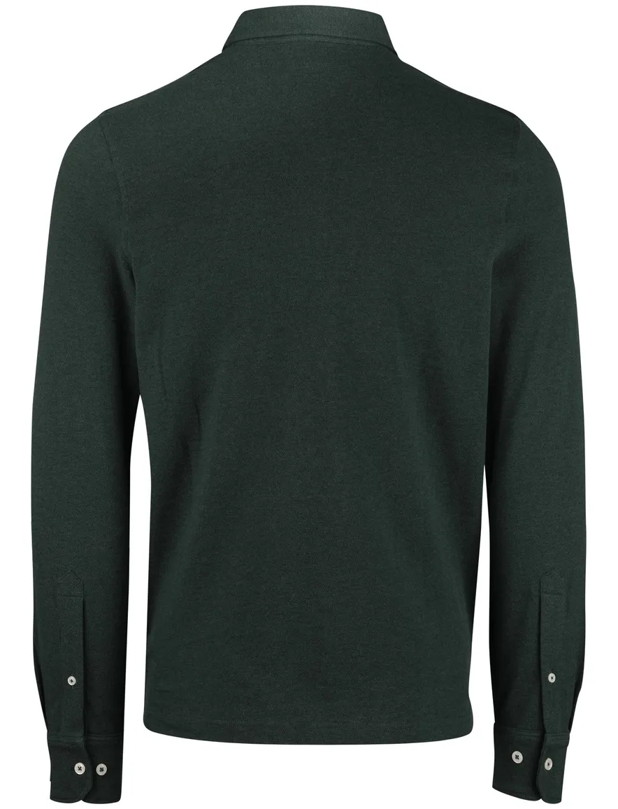 Scotland Blue Polo Langemouw groen borstzak