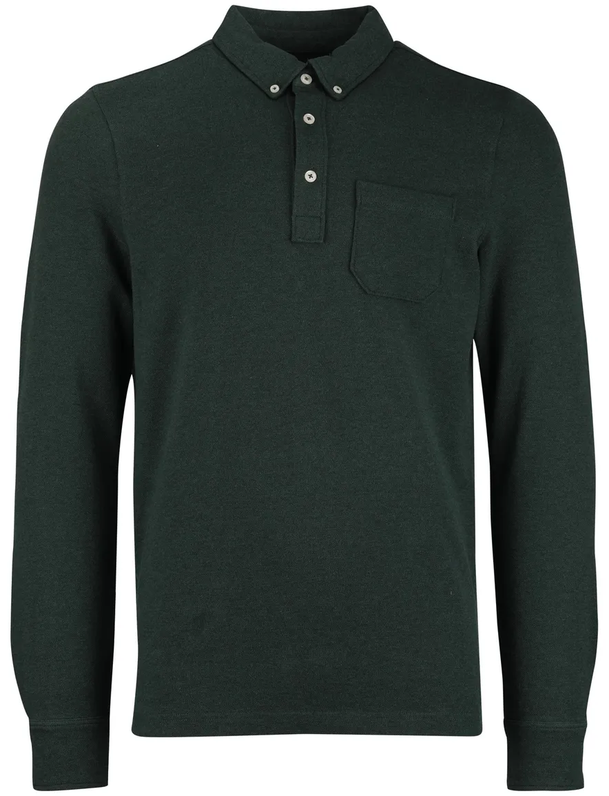 Scotland Blue Polo Langemouw groen borstzak