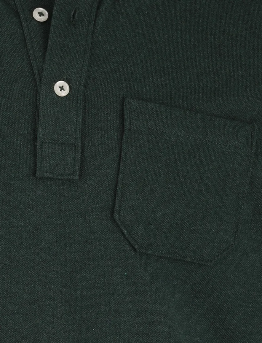Scotland Blue Polo Langemouw groen borstzak