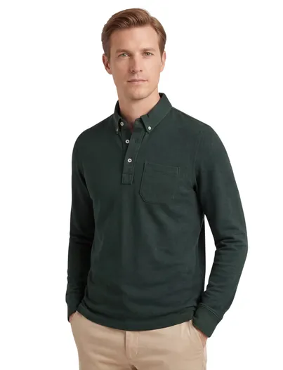 Scotland Blue Scotland Blue Polo Langemouw groen borstzak