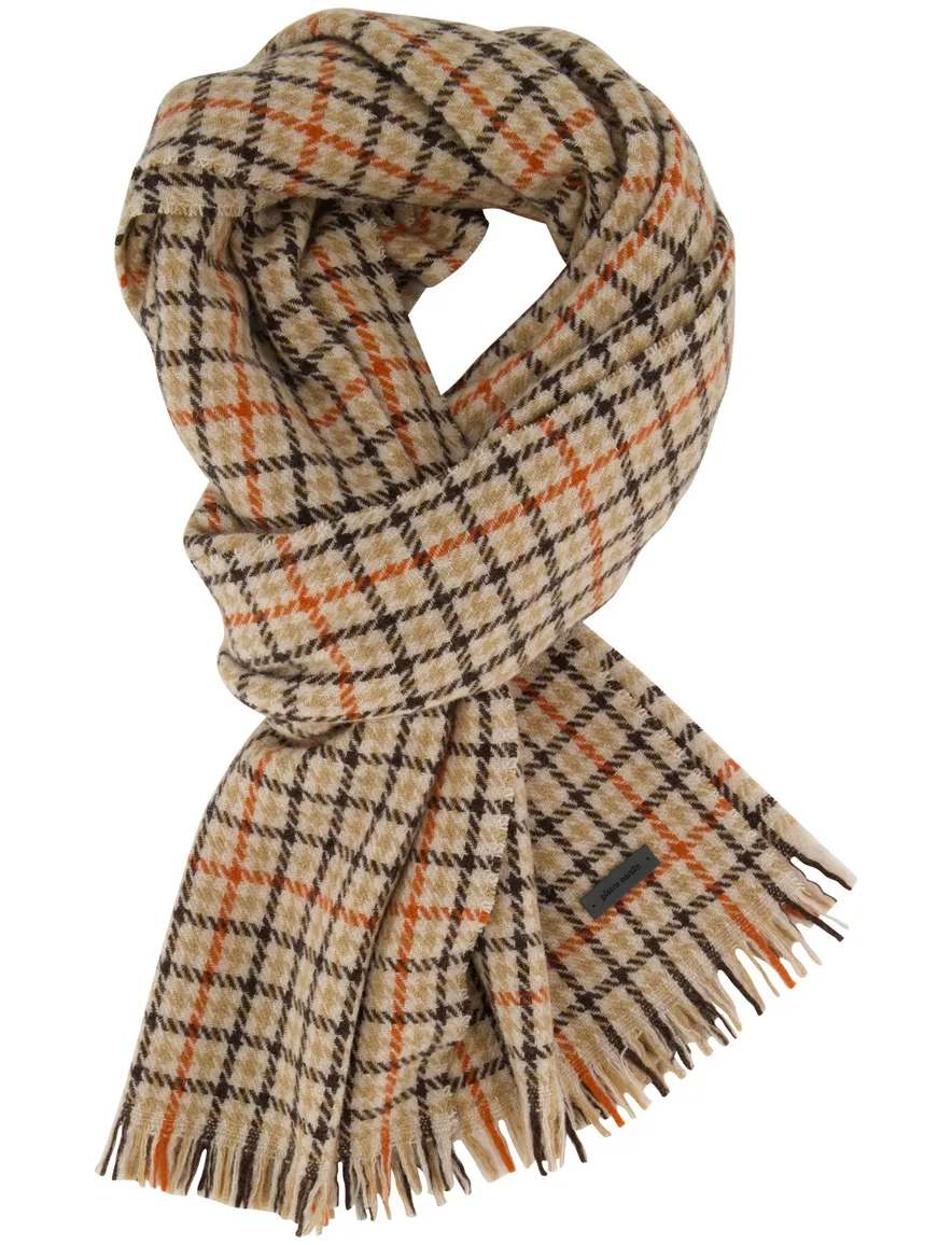 Pierre Cardin sjaal bruin geruit wol