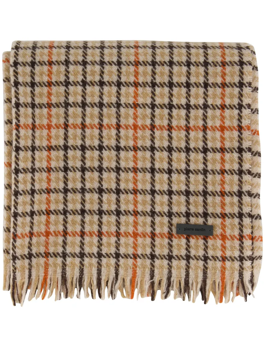 Pierre Cardin sjaal bruin geruit wol