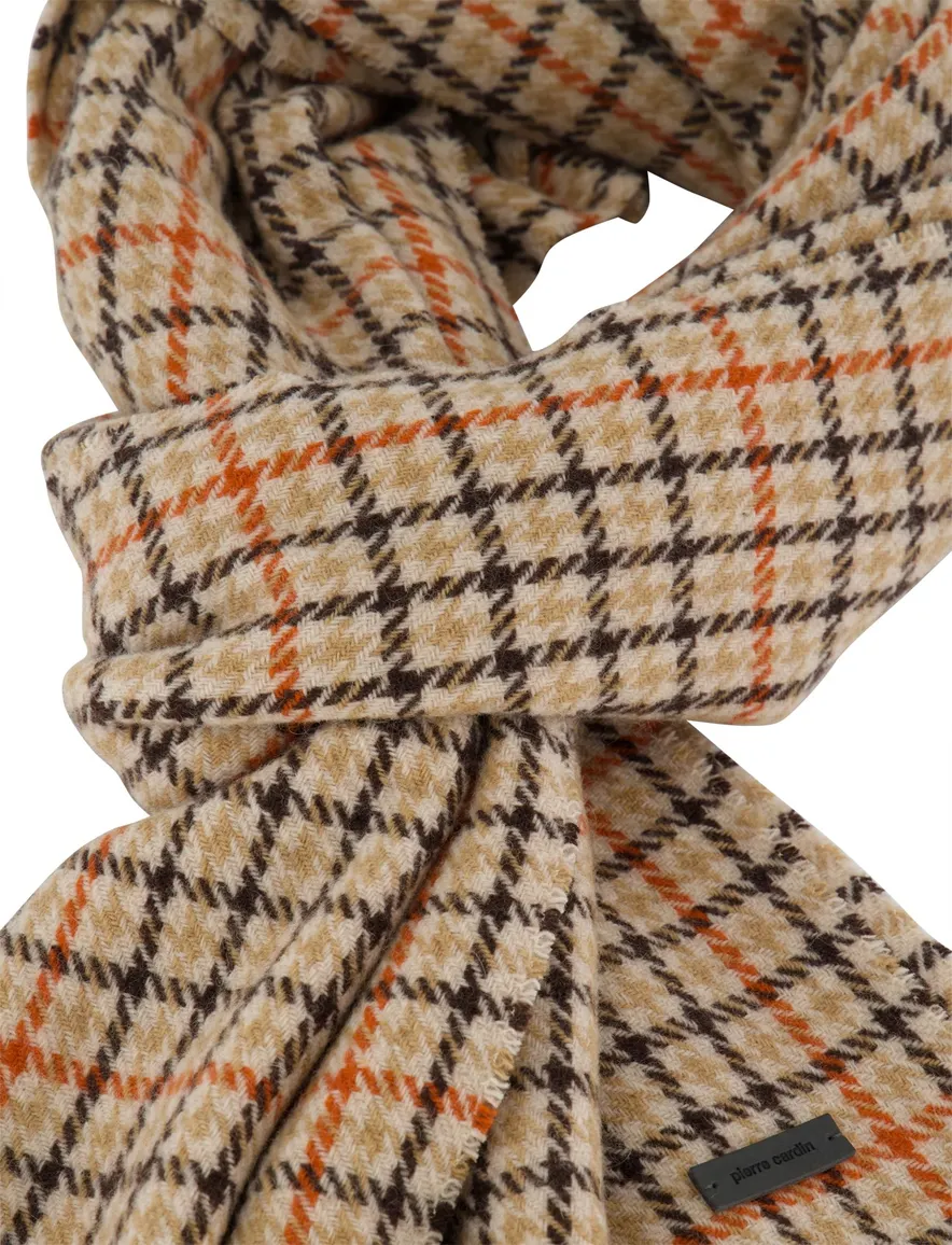 Pierre Cardin sjaal bruin geruit wol
