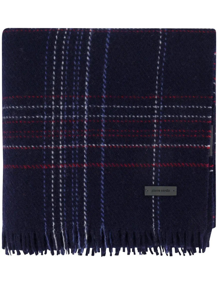 Pierre Cardin sjaal donkerblauw geruit