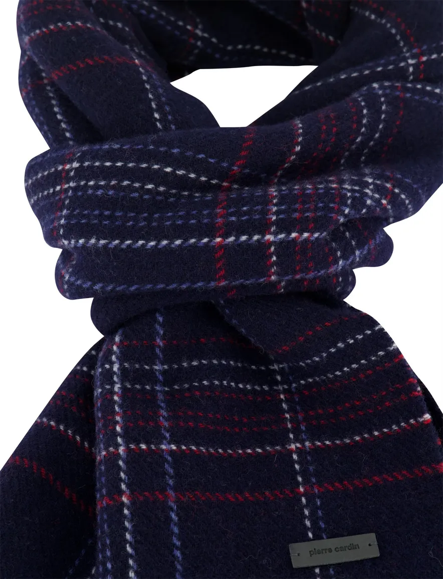 Pierre Cardin sjaal donkerblauw geruit