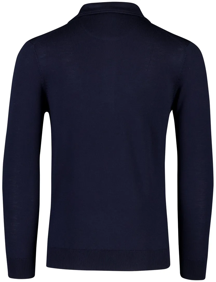 Merinowol lange mouw polo Born with Appetite Anton donkerblauw