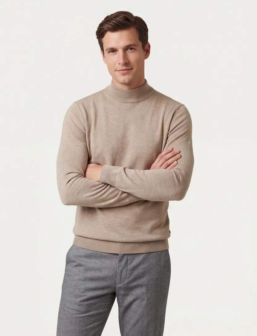 Born with appetite turtle neck trui beige