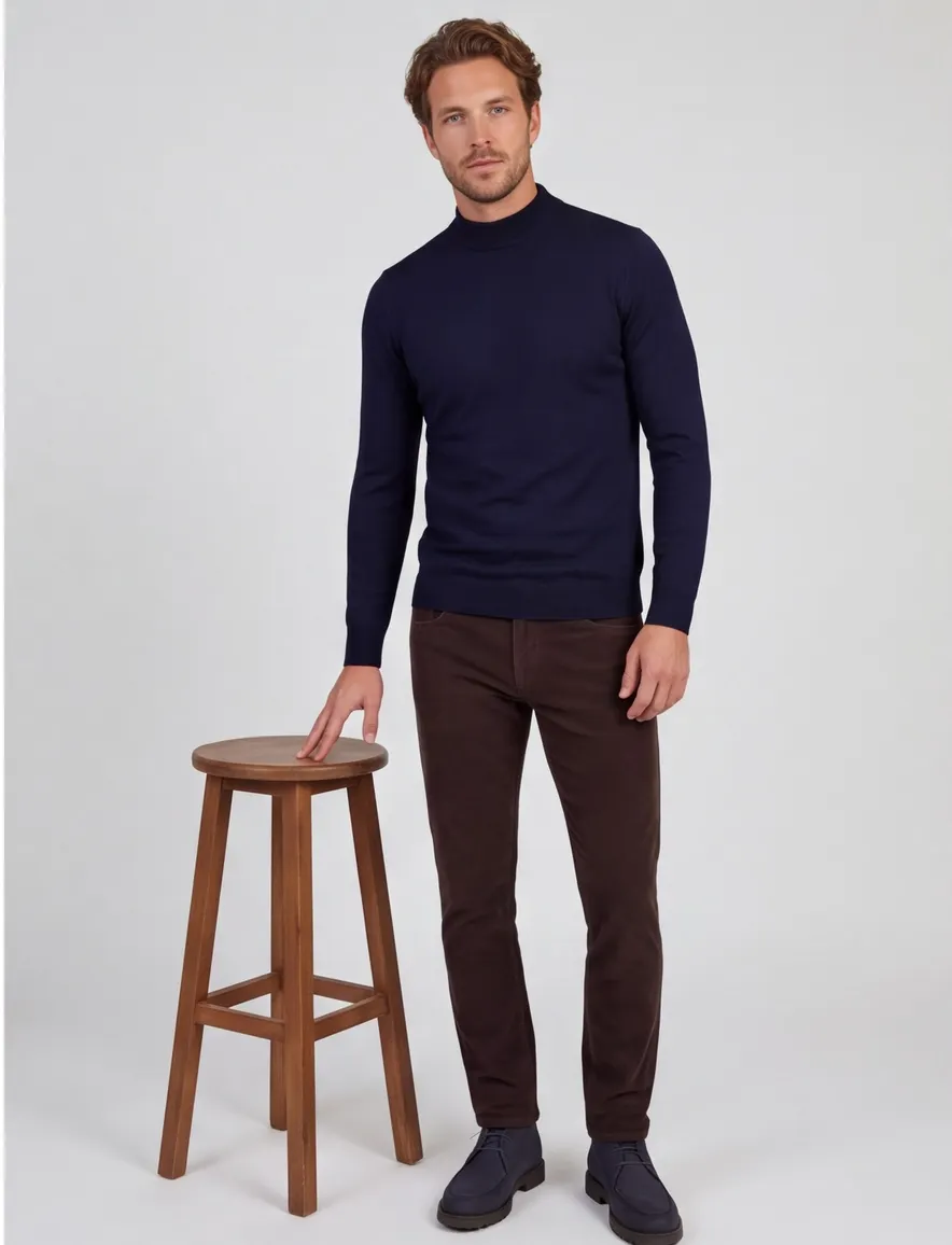 Born with appetite trui navy effen merinowol