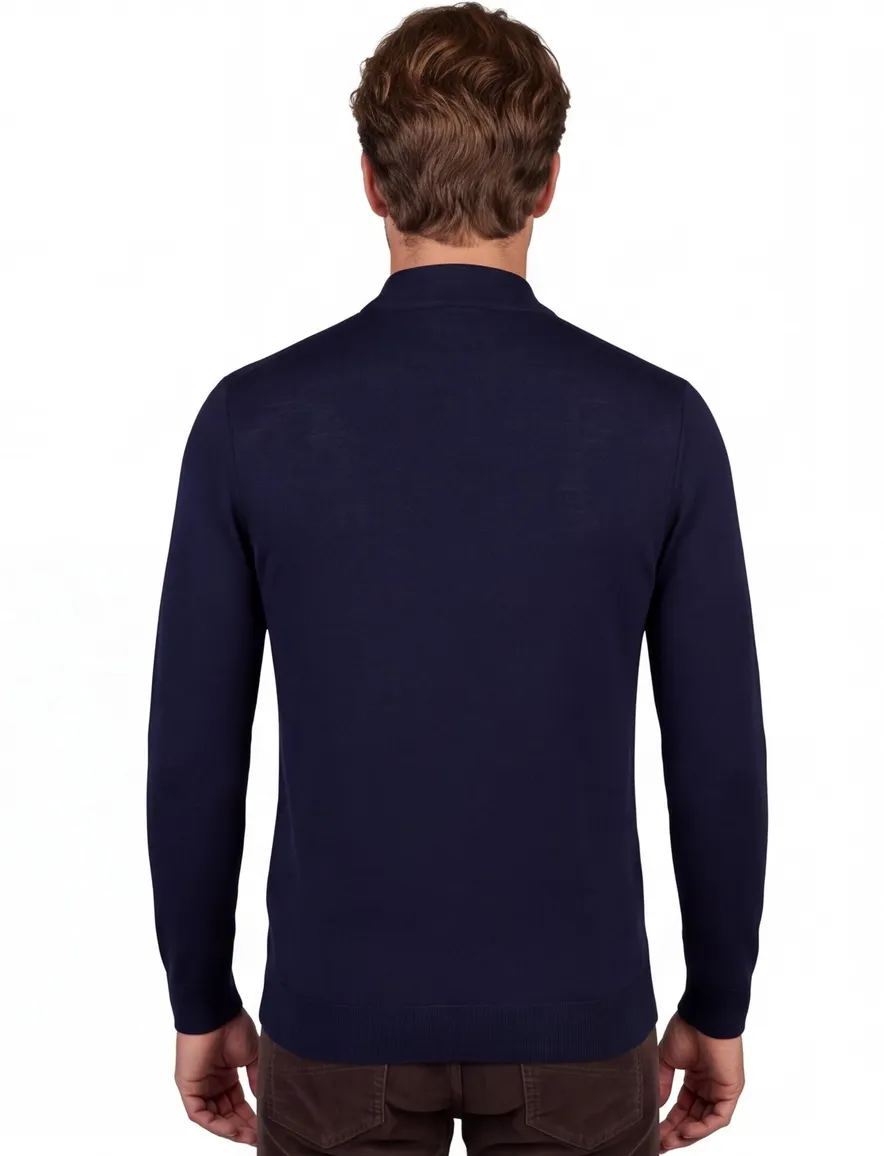 Born with appetite trui navy effen merinowol