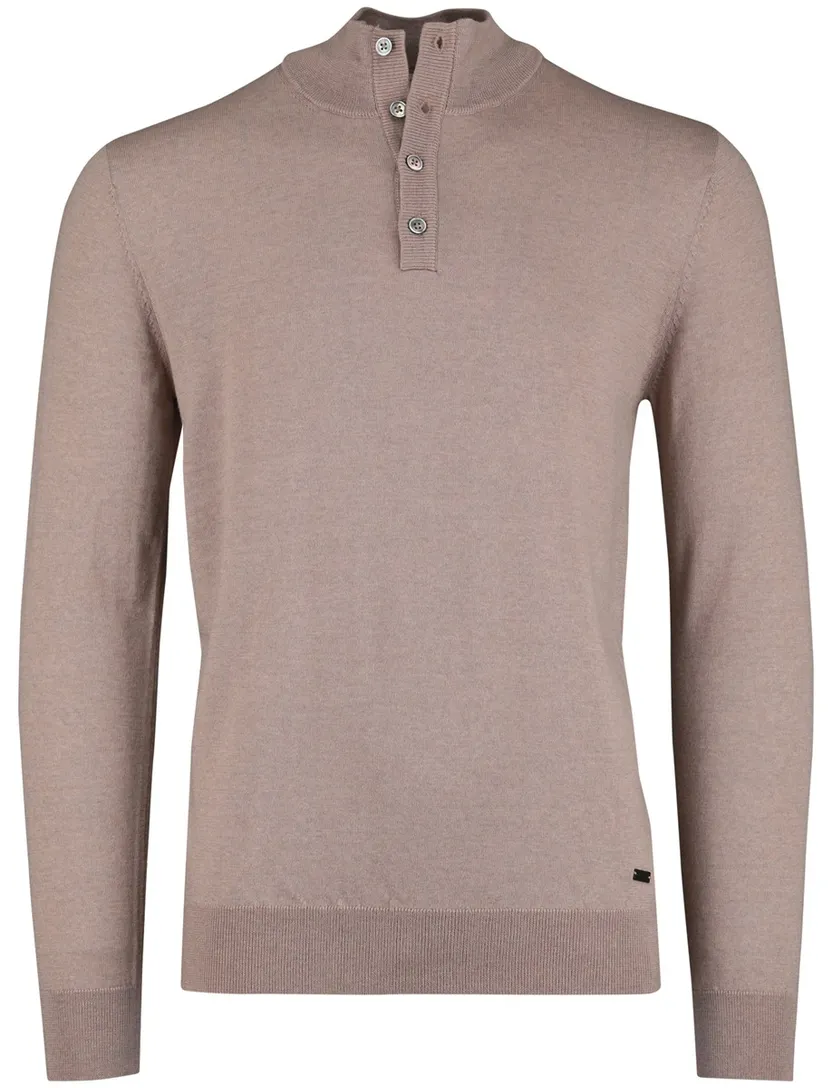 Born With Appetite Half Button beige merinowol effen