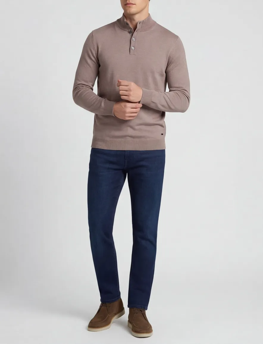 Born With Appetite Half Button beige merinowol