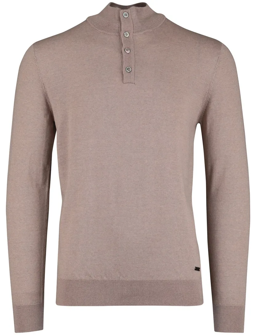 Born With Appetite Half Button beige merinowol effen